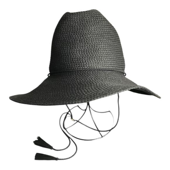 San Diego Hat Co Sun Hat Womens One Size Woven Chin Strap Black Adjustable NWT - Picture 1 of 8